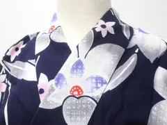 【一輝堂】【着物】 浴衣 昭和レトロ コーマ地 花柄 身丈約160cm 裄丈約68.5cm 25z05-2918