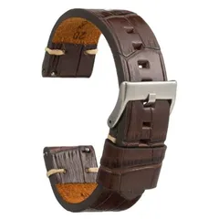 Diloy 腕時計ベルト 22mm イタリアン カーフレザー アリゲーター グレイン 403ヴィンテージスタイル ダークブラウン