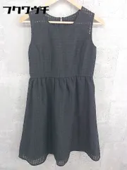 ◇ grove グローブ 総柄 ノースリーブ 膝丈 フレア ワンピース サイズM ブラック レディース 【中古】 【1002800458325】