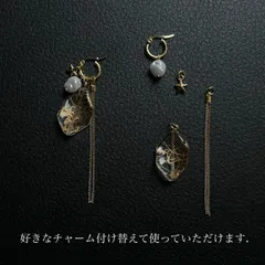 ラスト１点【着せ替えピアス】 汗水に強いステンレス製ゴールドフープピアス　複数チャーム付き