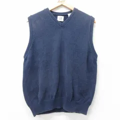 L/古着 ギャップ GAP ニット ベスト メンズ 00s コットン Vネック 紺 ネイビー 25oct15 中古 トップス