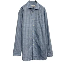 Calvin Klein 長袖 チェックシャツ カルバンクライン L ブルー 古着卸 アメリカ仕入 a702-5777のサムネイル