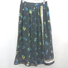 ◇ ⊂ ROSE BUD ローズバッド 花柄 膝下丈 プリーツ スカート サイズF ブラック系 レディース E  【1507080004946】