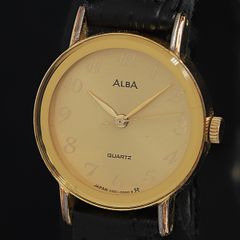 極美品 稼働品 SEIKO アルバ クォーツ 新品電池 ゴールド 腕時計 