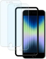 【人気商品】【2枚セット+ガイド枠付き】 KPNS 日本素材製 ブルーライトカット iPhoneSE 3 第3世代 2022 / iPhone SE 2 第2世代 2020 / iPhone 8 / 7用 ガラスフィルム 保護フィルム