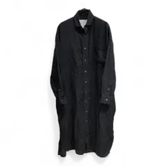 美品　TICCA ティッカ リネン100%半袖 ロングワンピース　黒フリーサイズ TICCA（ティッカ）の「◇【TICCA】リネン半袖シャツワンピース