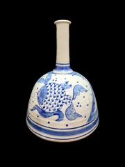 信楽焼【壷久郎】染付 飾壺 花器 花入 高さ35㎝