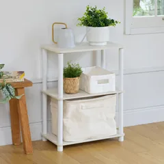 オープンラック 軽量 シェルフ 組立カンタン 収納棚 一人暮らし 棚 幅47×奥行27×高さ63.5cm 3段 組立品 ラック ホワイトウォッシュ3/ホワイト 山善(YAMAZEN) LSR-3(WW3/WH)
