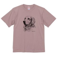 ヴィンテージライクな犬の肖像画Tシャツ（ゴールデンレトリバー）