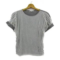 ザショップティーケー カットソー シャツ 半袖 ストライプ柄 プルオーバー タケオキクチ レディース Sサイズ 白×グレー THE SHOP TK 【中古】