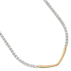 テニスネックレス K18 K18WG 18金 ホワイトゴールド イエローゴールド コンビ ダイヤモンド 4.9カラット 45cm 地金パーツ テニスチェーンネックレス メンズ レディース ジェンダーレス  【アクセサリーマート/メルカリShops店】