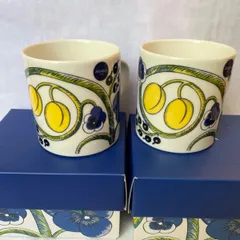 パラティッシチューリン旧ロゴポット蓋付カラーブルーイエロー