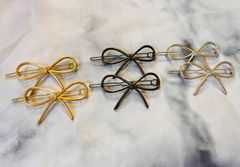 韓国 リボン ヘアアクセサリー 各カラー 2点セット プチプラ