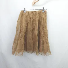 ◇ Θ DOUBLE STANDARD CLOTHING 無地 膝丈 ギャザー スカート サイズ36 ブラウン系 レディース E  【1506230026081】