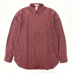 35j22 GIANNI VERSACE ジャンニヴェルサーチ 長袖シャツ ストライプ 透かし総柄模様 サイズ50 ボルドー コットン メンズ イタリア製u02tのサムネイル