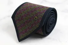 ミラショーン ブランド ネクタイ シルク ライン柄 総柄 PO メンズ ネイビー mila schon 【中古】