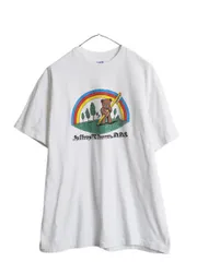 【お得なクーポン配布中!】 90s USA製 ベア キャラクター イラスト プリント Tシャツ メンズ XL / オールド アートアニマル 企業物 シングルステッチ 大きいサイズ 白