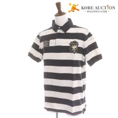 ■ ポロラルフローレン ポロシャツ 半袖 トップス 襟ボタン ボーダー柄 ロゴ メンズ レディース XL 白黒 ホワイト ブラック