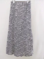 ◇ LOWRYS FARM ローリーズファーム リネン混 ロング フレア スカート サイズF グレー オフホワイト レディース  【中古】 【1206030008699】