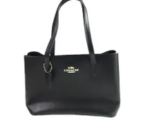 コーチ　COACH　ロゴ　レザー　キャリーオール　トートバック　通勤通学　A４可　黒/ブラック　ショルダーストラップ付き　宅配便　送料無料