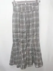 ◇ ⊆ tocco closet トッコ クローゼット チェック柄 ロング丈 マーメイド スカート サイズM ブラウン系 レディース E  【1507160008338】