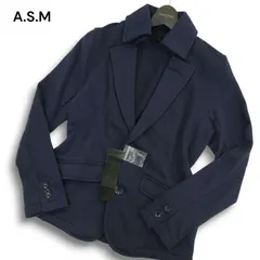 【新品 未使用】 A.S.M アトリエサブ メン 通年 スウェット カジュアル アンコン ジャケット Sz.M　メンズ ネイビー　ASMのサムネイル