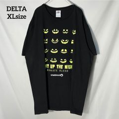 【DELTA】ハロウィン カボチャ Halloween LIGHT UP THE NIGHT 企業ロゴ　プリントロゴ　オーバーサイズ　半袖Tシャツ　クロ　XL US古着 USA輸入