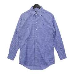 Burberry Black Label D1L06-119-24 チェック柄 ボタンダウンシャツ 美品 メンズ サイズ41 ブルー バーバリー ブラックレーベル DM14593■