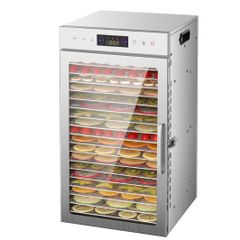 【新品未使用】18層タイプ ステンレス製フードディハイドレーター 食品乾燥機 大容量タイプ ドライフルーツ・干し肉・野菜対応 ヘルシースナックメーカー 犬猫ペット用おやつ作りにも最適 家庭用・業務用兼用 静音設計 操作簡単 シルバーカラー