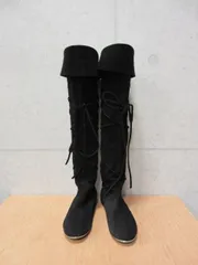 セルジオロッシ Sergio Rossi スウェード ロング ブーツ ニーハイ レースアップ ブーツ サイズ36.5 ブラック