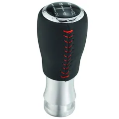 【在庫セール】Lunsom PUシフトノブ車5速シフトノブゼネラルオートマニュアルカー (赤ステッチ)