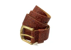 ダブルアールエル RRL LEATHER BELT レザー ベルト ウエスタン バックル Ralph Lauren ラルフローレン 茶 ベルト 総柄 ブラウン Mサイズ 104Z-3のサムネイル