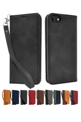 【新着商品】シズカウィル iPhoneSE 第3世代 2022 第2世代 2020 iPhone8 iPhone7 ケース カバー 手帳型 本革調 レザーケース ブラック 1個入り