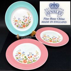 MZ690) AYNSLEY Cottage Garden 21cm プレート 3枚 現状品