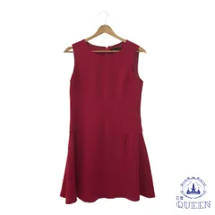 ☆美品☆ QUEENS COURT クイーンズコート ワンピース クルーネック バックファスナー ひざ丈 袖なし レディース レッド 2 日本製 901-5800 送料無料 古着