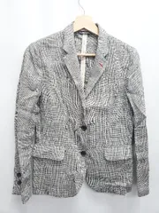 ◇ Θ INES DE LA FRESSANGE UNIQLO ユニクロ リネン100％ 長袖 ジャケット サイズＭ ブラック マルチ レディース E  【1506180015401】