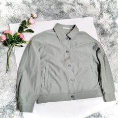 ユニクロ UNIQLO【XL】ジャージーリラックスジャケット グレー・ベージュ系 ゆったり 体型カバー 無地 シンプル カジュアル 綿 春秋