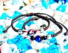 🌺沖縄発🌺ホタルガラス編み込みブレスレット　ハンドメイド