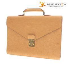 ■ Louis Vuitton Porte-Document Bandouliere Epi Leather Briefcase M54468 Men's Orange with Gold Hardware and Pockets