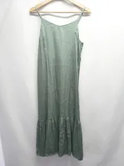 ◇ ⊂ any SiS エニィスィス Vネック サテン調 ロング キャミソール ワンピース サイズ3 グリーン系 レディース E  【1507160009120】
