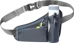 JISON21 ランニングポーチ ペットボトル 水筒 揺れない ウエストポーチ 軽量 ボディバッグ 防水 大容量 ジョギングバッグ グレー( 水筒型グレー)