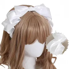 レディース お姫様 lolita ヘッドドレス KC ヘアアクセサリー 可愛い 髪飾り 萌え系 蝶結び おしゃれ リボン コスチューム カチューシャ コスプレ ロリータ パーティー Ligwon (ホワイト)
