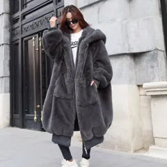 アウター コート ロングコート 長袖 ロング丈 前開き ファスナー ポケット フード付き 毛皮 ふわふわ かわいい 大人可愛い きれいめ シンプル 上品 おしゃれ かっこいい レトロ こなれ感 個性的 主役級 存在感 抜け感 冬 メンズライク キュート ナチュ