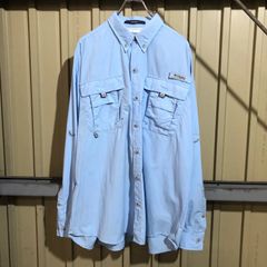 320 Columbia フィッシングシャツ L ライトブルー コロンビア PFG マルチポケット アウトドア 古着卸 アメリカ仕入