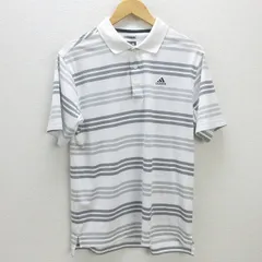 D■アディダス/adidas テーラーメイド ボーダーポロシャツ/ゴルフ【M】白/MENS/94【中古】