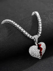 ジュエリー メンズ ネックレス メンズ パンク ヒップホップ スタイル ロック パーティー 豪華なラインストーン ハート ペンダントネックレス アロイ素材 ジュエリー ギフト バレンタイン、母、母の日