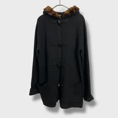 ☆Ralphlauren☆ファー付きフード☆ニット素材ダッフルコート☆M☆黒☆カシミヤ混☆B25Mのサムネイル