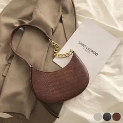 バッグ ショルダーバッグ レディース チェーン 斜め掛け クロコダイル ハンドバッグ 三日月型 斜め掛け レトロ おしゃれ 黒 ブラウン 白 韓国