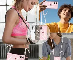 新品　iPhone 16 用 ケース クリア ショルダー 調節可能 肩がけ 首掛け 紐付き 斜めが アイフォン 16 用け スマホケース 耐衝撃 傷防止 iPhone16 用 カバー TPU 薄型 軽量 ストラップ付き Qiワイヤレス充電対応 5色からお選び