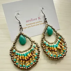 1503 癒しを与える✨️ 淡水パール アマゾナイトピアス ハンドメイド